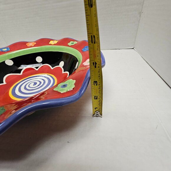 Nicole Engblom Artist Colorful Whimsical Ceramic Flower Bowl Decor Display Art - Picture 9 of 10